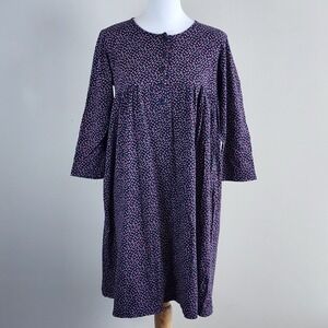 Ditsy Floral Babydoll Dress Womens Medium Cotton Long Sleeve Modest Cottagecore
